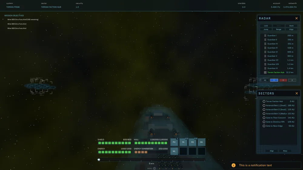 Auto-Astra in-game HUD with ship overview and combat readouts