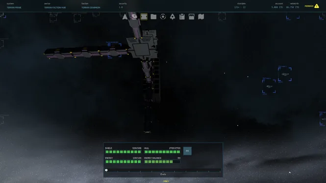 Auto-Astra ship approaching the Terran Faction Hub station with nearby traders