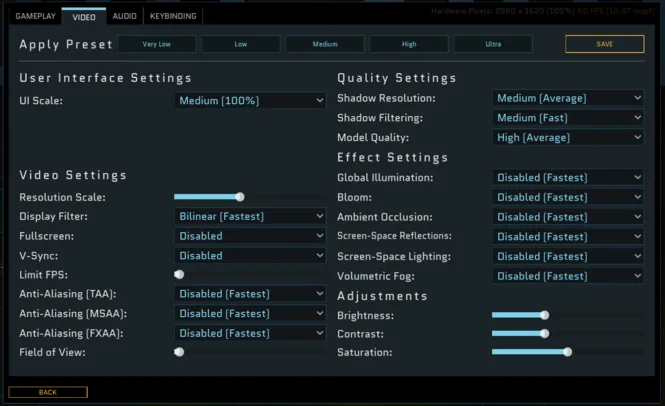Auto-Astra video options